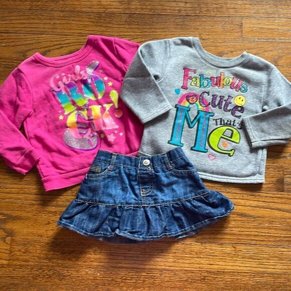 No Brand Other - 18 Month Girl’s Sweatshirt & Jean Skirt Bundle